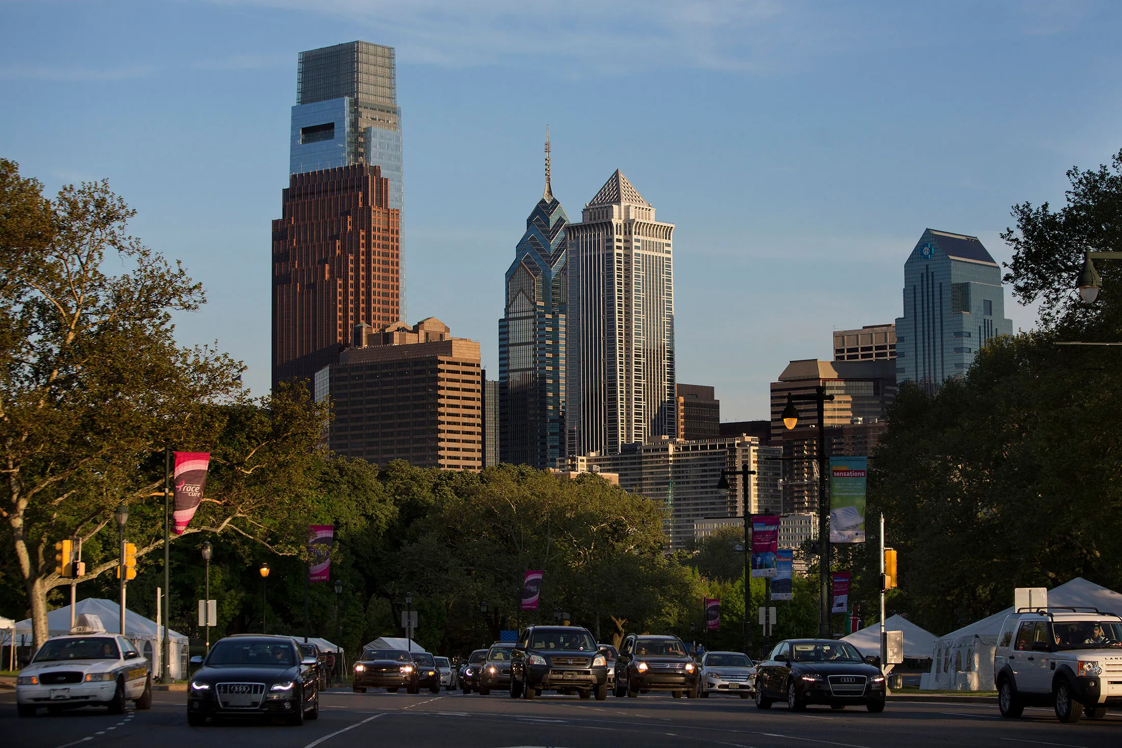 A view of the city skyline from in Philadelphia, PA, on Friday, May 8, 2015.
