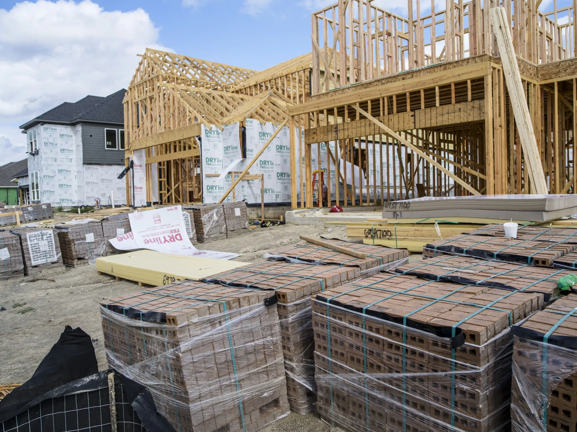Construction materials for new home development in&nbsp;Buda, Texas.