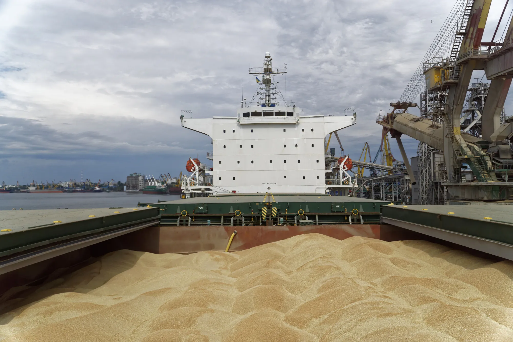 Wheat grain for export in&nbsp;a cargo ship at Nikolaev port in Nikolaev, Ukraine.&nbsp;