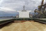 Wheat grain for export in a cargo ship at Nikolaev port in Nikolaev, Ukraine. 
