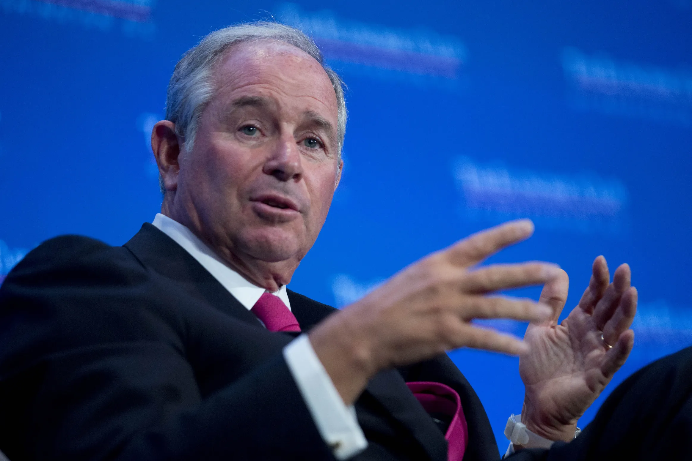 Stephen "Steve" Schwarzman, co-founder, chairman and chief executive officer of Blackstone Group LP, speaks during an interview at an Economic Club of Washington luncheon in Washington, D.C., U.S., on Tuesday, Sept. 15, 2015.&nbsp;