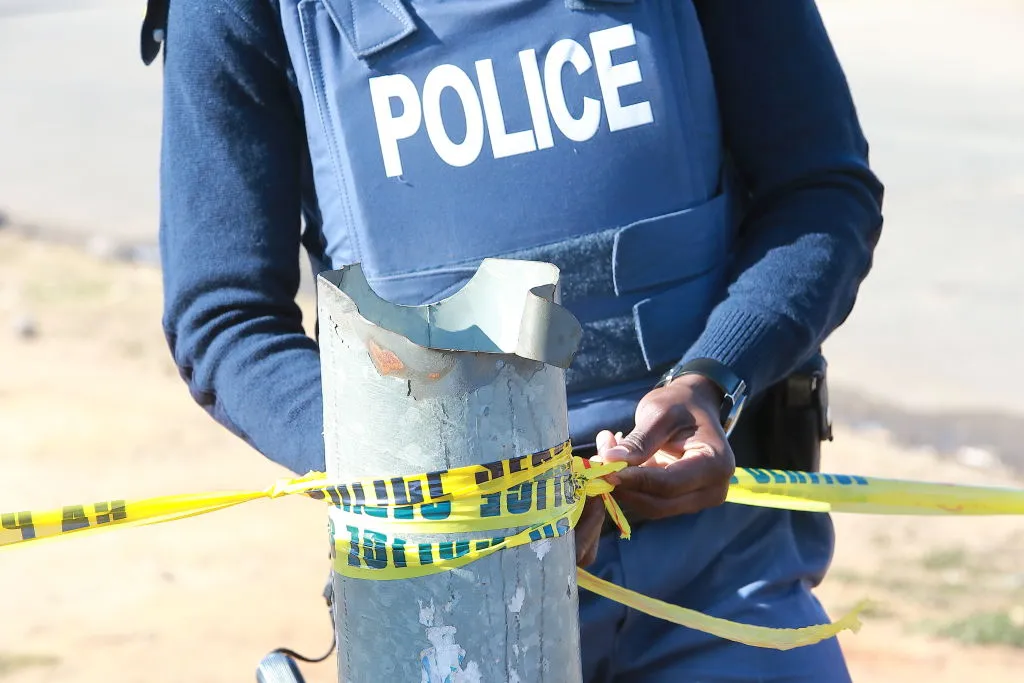 A South African police officer in Soweto, South Africa, in July 2022.