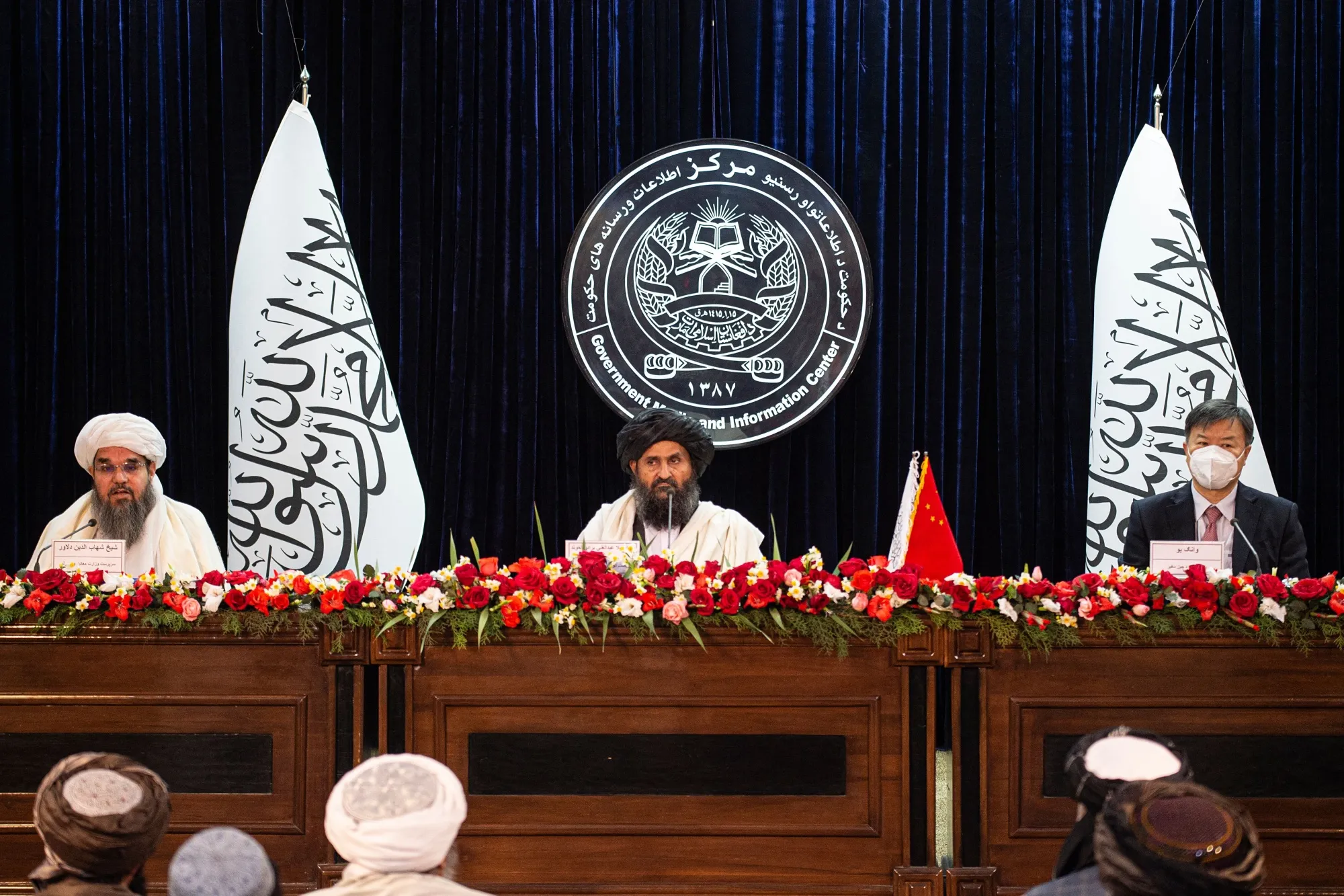 Shahabuddin Dilawar,&nbsp;Mullah Abdul Ghani Baradar and Wang Yu in Kabul, Afghanistan&nbsp;on January 5.