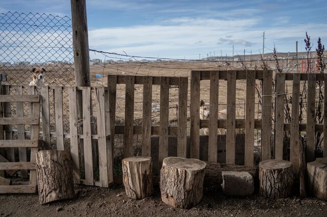 Pallets at the entrance of Maria Elizabeth Leyes' soup kitchen. 