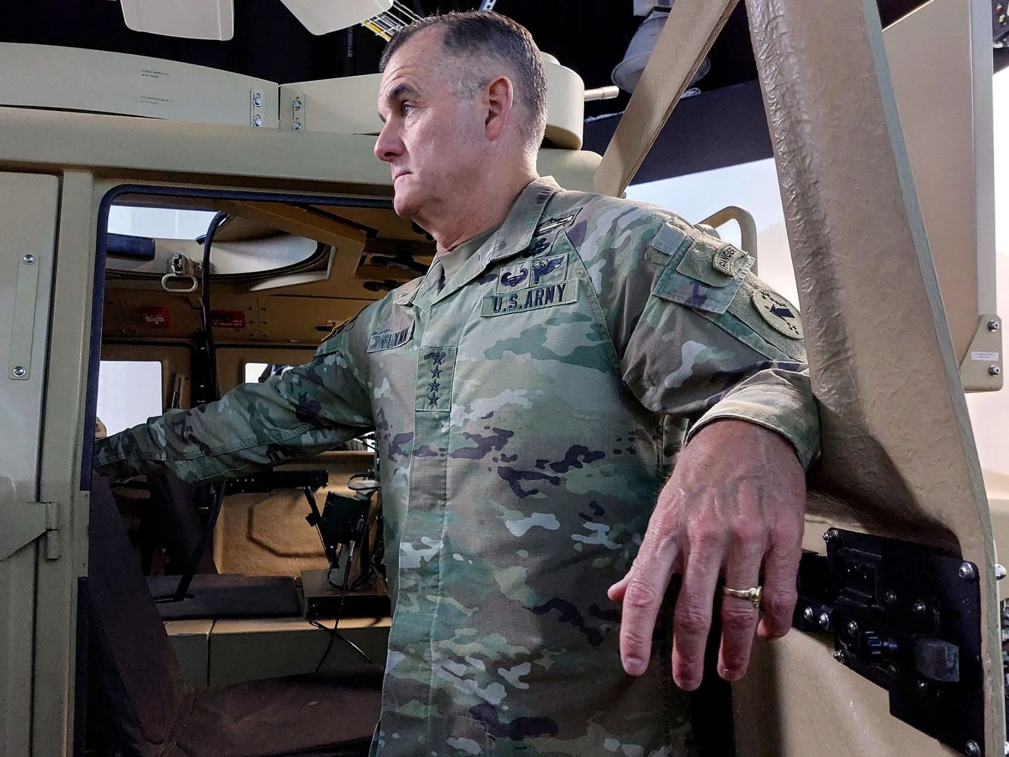 General Charles Flynn at US Army Garrison Humphreys, south of Seoul, on April 6.