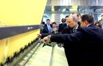 Russian President Vladimir Putin at a textile mill in Vologda.
