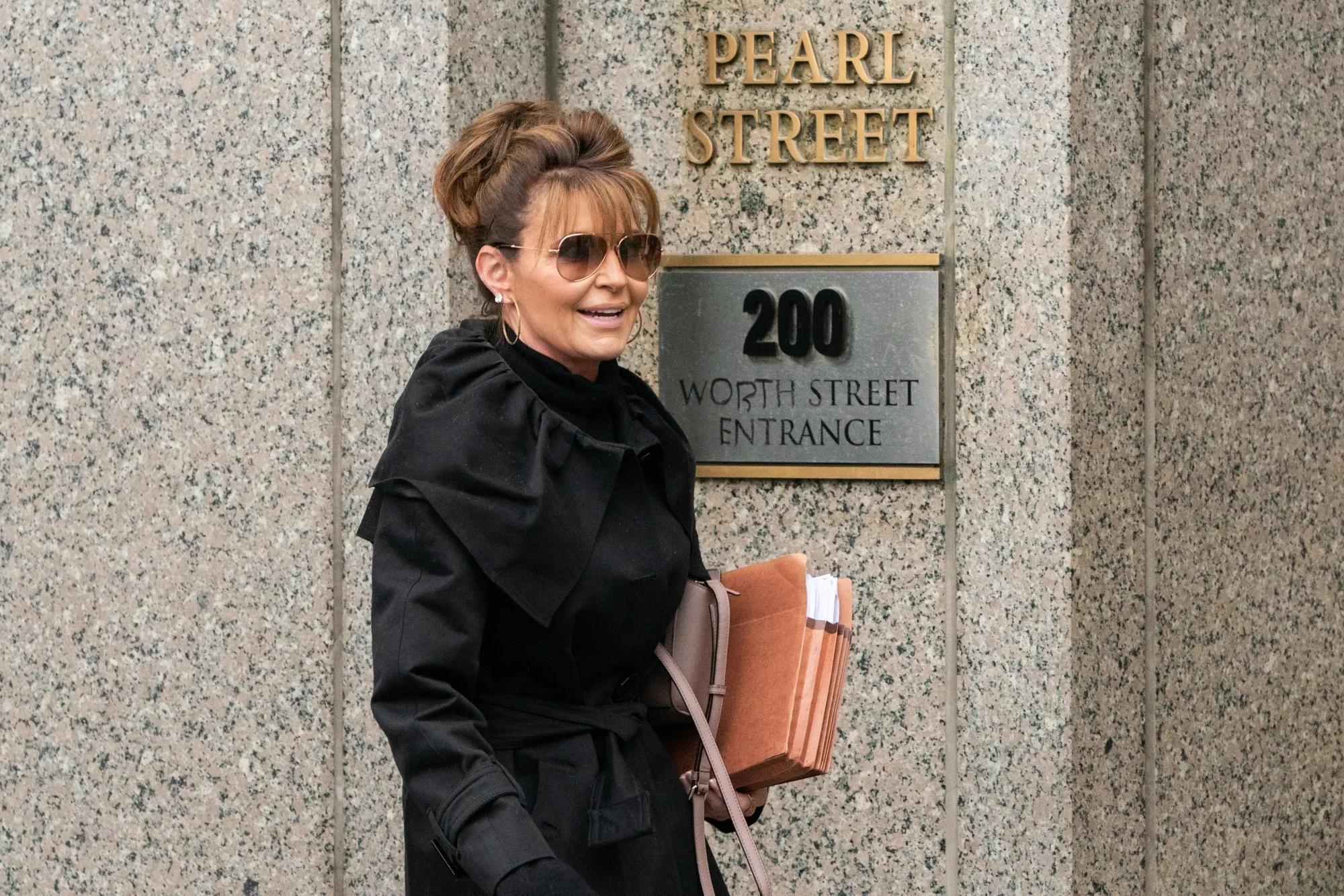 Sarah Palin arrives at federal court in New York on Feb. 3.