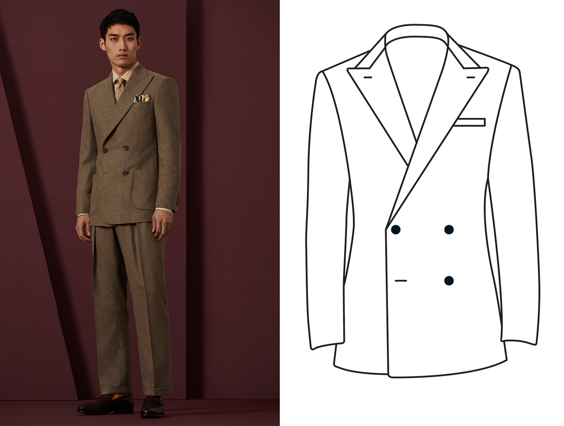 The modern double breasted suit: Italian style for 6x2, 4x2 button