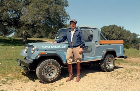 1983: President Reagan stands with his Jeep Scrambler at his Rancho del Cielo in California.