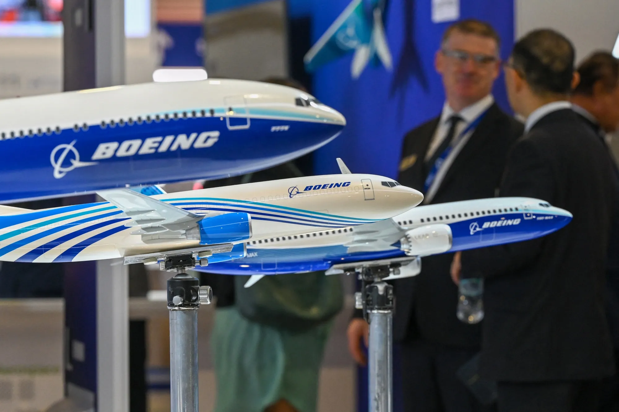 Miniature models of Boeing airplanes at the 2024&nbsp;Singapore Airshow.