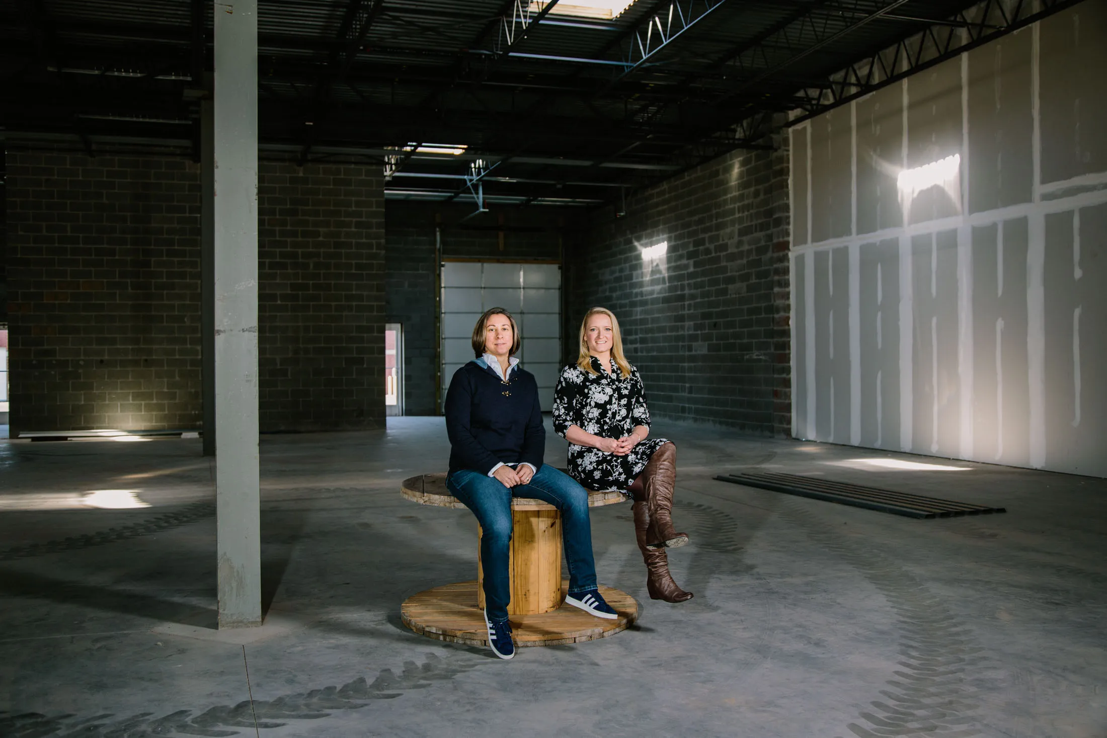 From left, Tracy Pafel&nbsp;and Jennie Herb of Blue Lotus Float Co. at their unfinished office space in Owings Mills, Md., on Nov. 27, 2017.