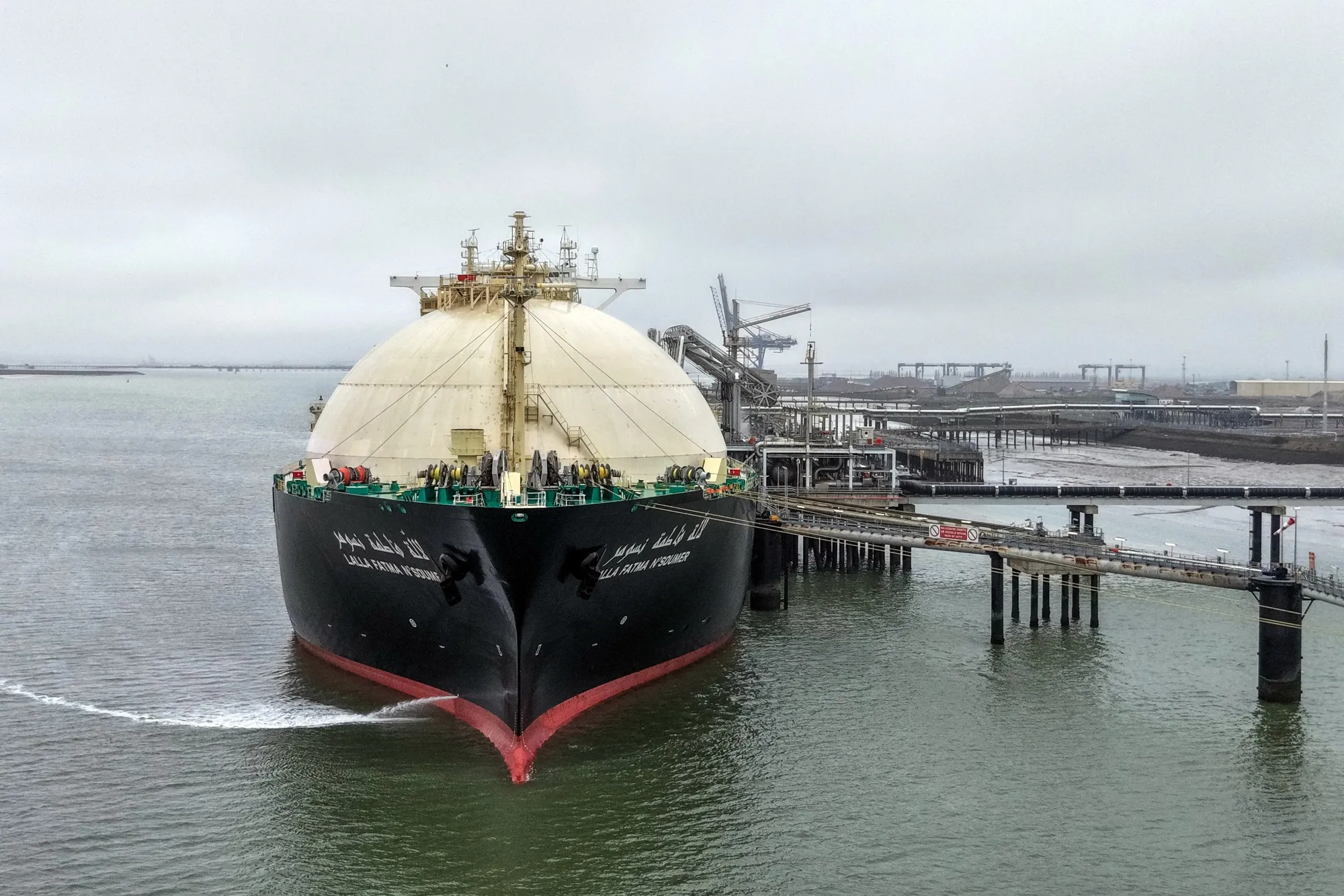 An LNG tanker docked at Grain terminal on March 7.