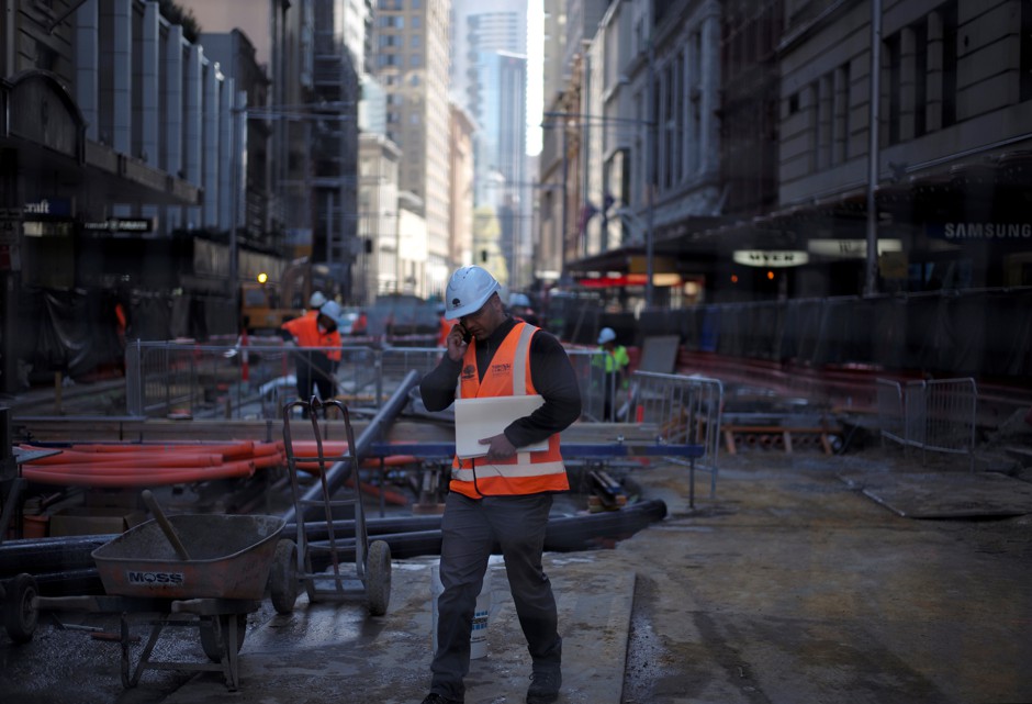 A construction worker on Sydney's light rail project.