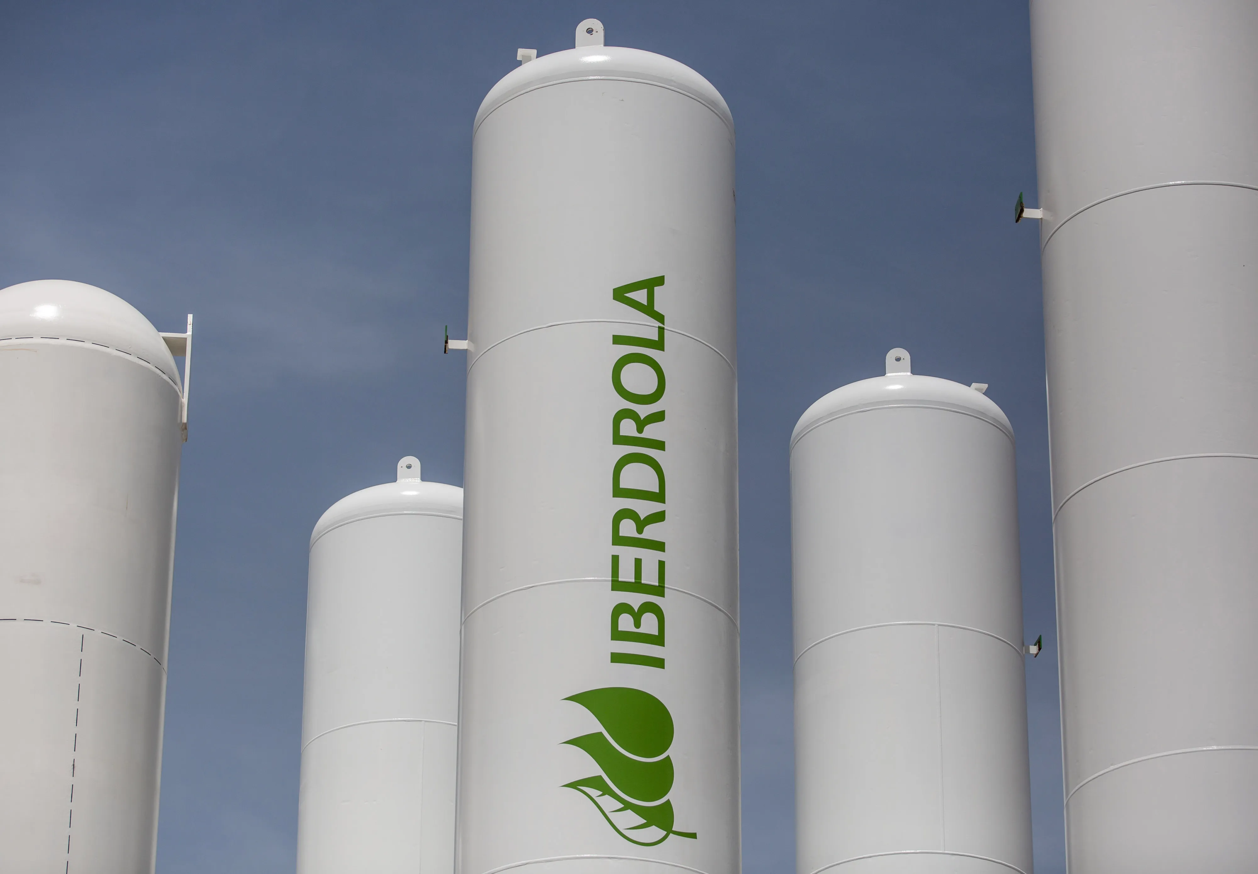 Hydrogen storage tanks at an Iberdola green hydrogen plant in Puertollano, Spain.&nbsp;