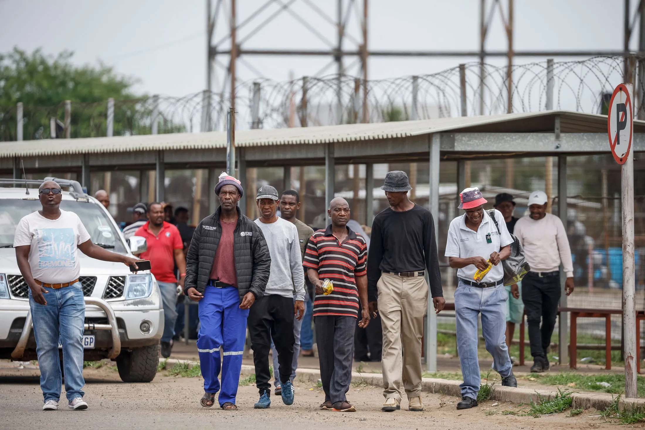 Miners at the Bafokeng Rasimone Platinum Mine near Rustenburg, South Africa, on Dec. 19.
