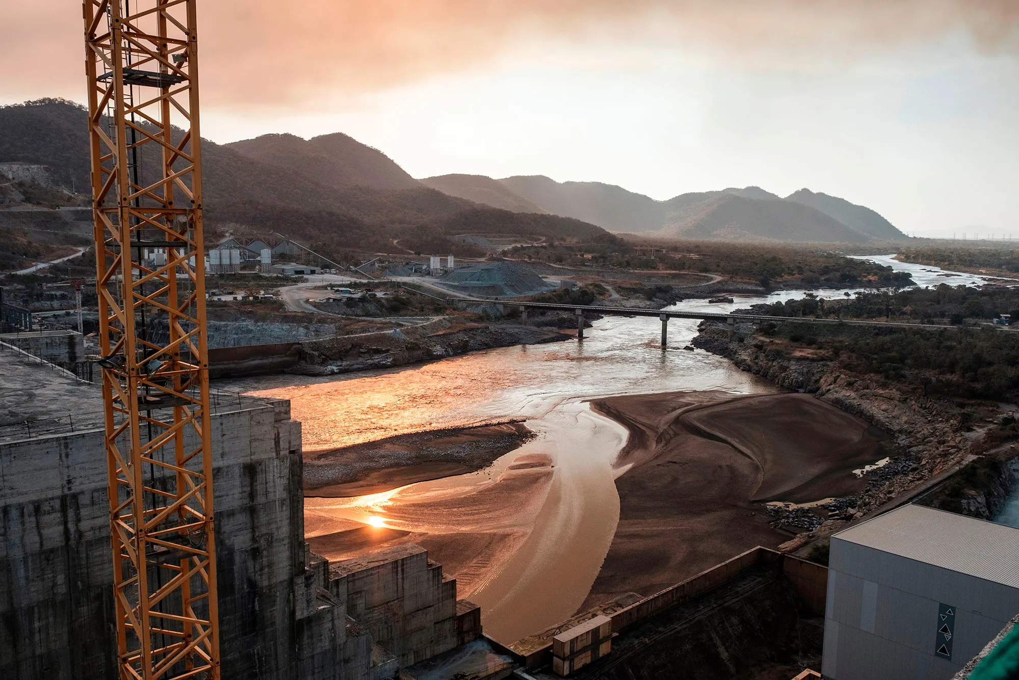 The Blue Nile river as it passes through the Grand Ethiopian Renaissance Dam (GERD), near Guba in Ethiopia.&nbsp;