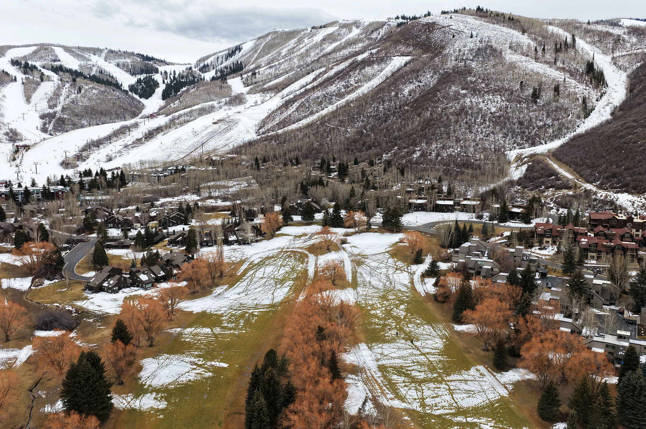 Patchy snow cover in Park City, Utah,&nbsp;on Feb.&nbsp;9.