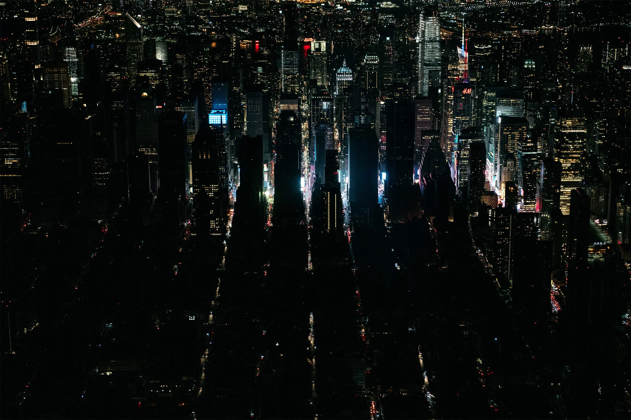 A large section of Manhattan's Upper West Side and Midtown neighborhoods are seen in darkness&nbsp;during a major power outage on July 13.