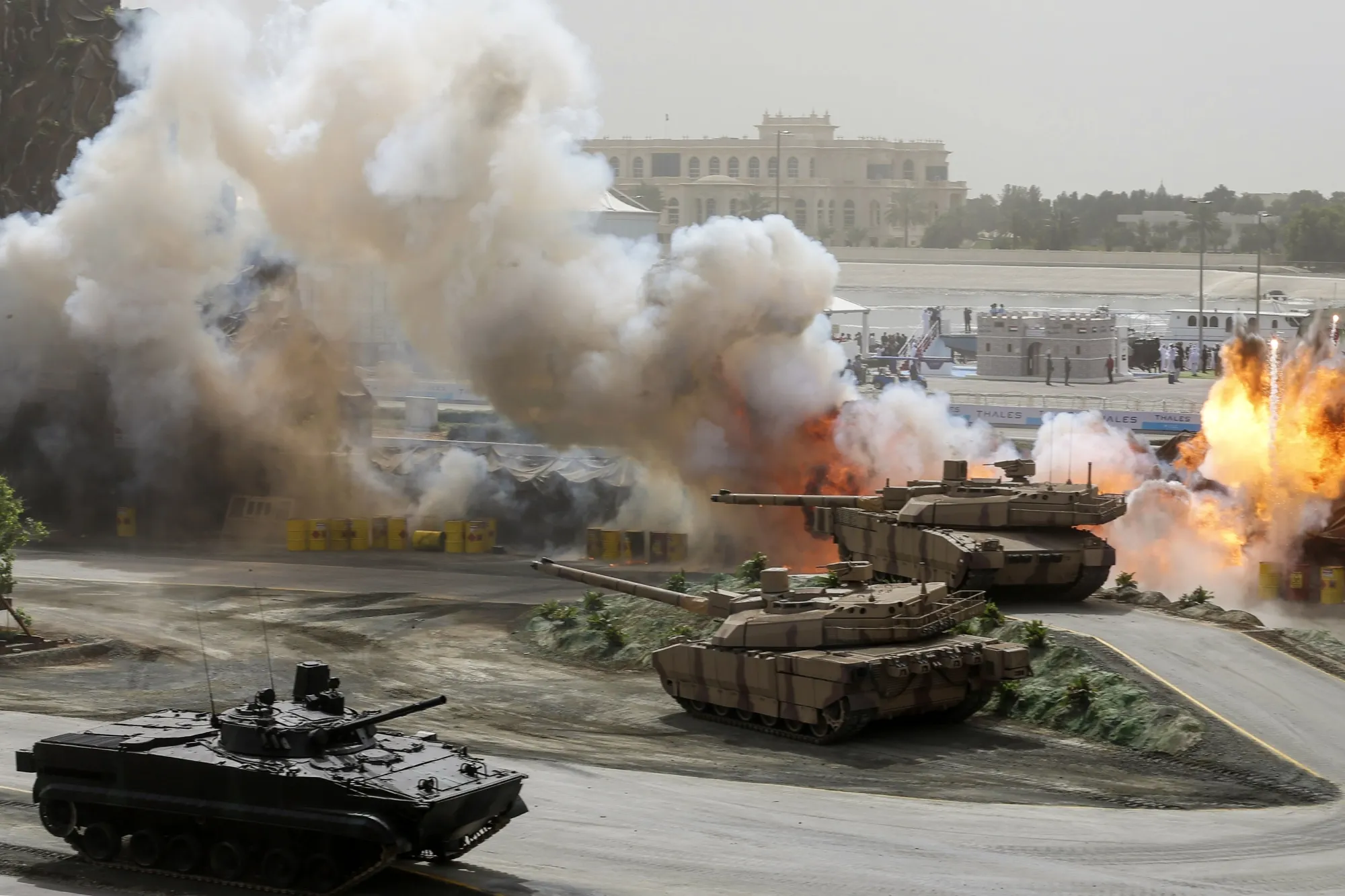 Emirati armed forces show their skills during a military show at the opening of the International Defence Exhibition and Conference (IDEX) in the Emirati capital Abu Dhabi.
