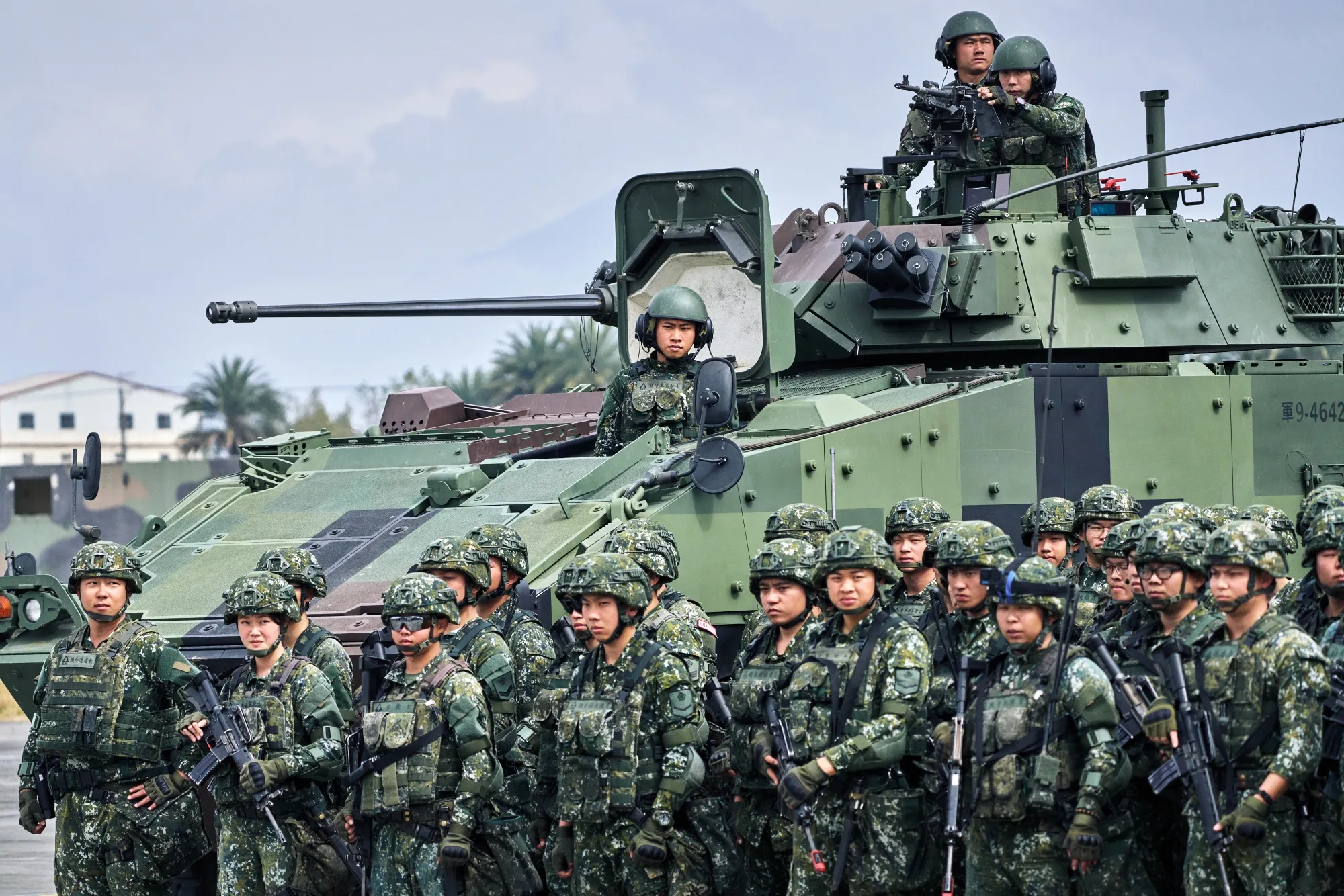 Soldiers during an exercise at a military facility in the Xinshe district in Taichung, Taiwan on Jan. 27.