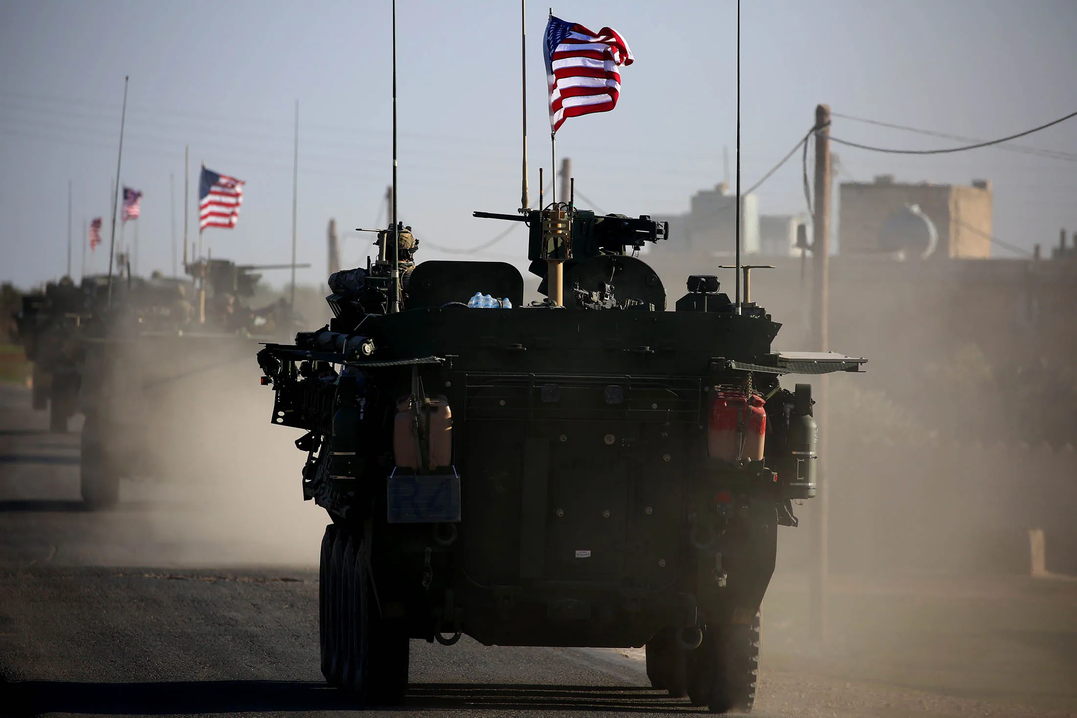 A convoy of US armored vehicles near the village of Yalanli, in Manbij, on March 5.
