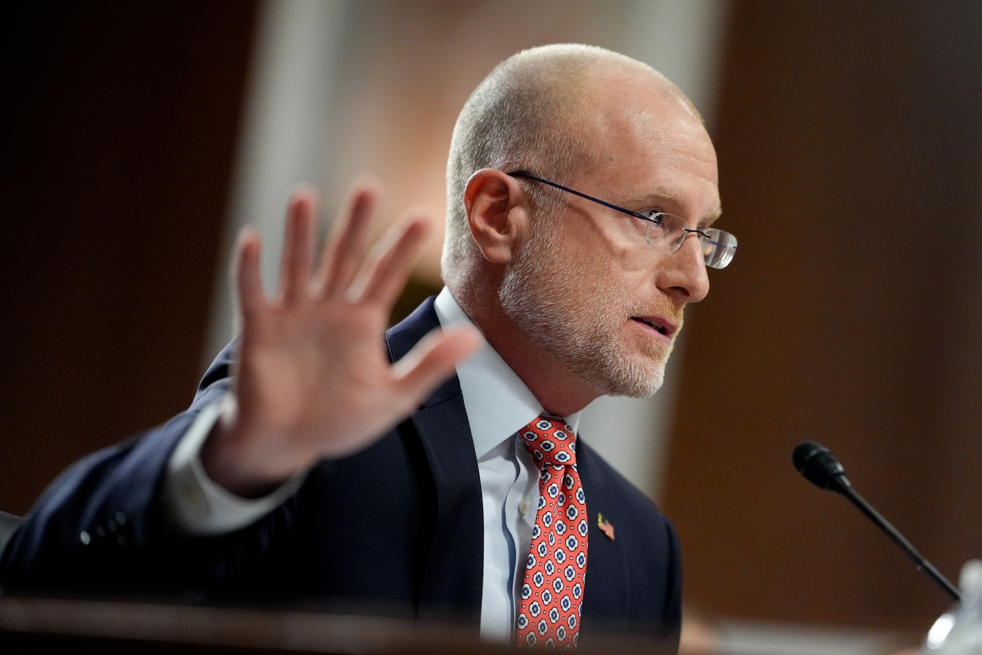 Brendan Carr, commissioner at the Federal Communications Commission (FCC), during a Senate Commerce, Science, and Transportation Committee oversight hearing in Washington, DC, US, on Wednesday, Dec. 17, 2025. This is the first Senate Commerce oversight hearing with all FCC commissioners present since 2020. Photographer: Kent Nishimura/Bloomberg