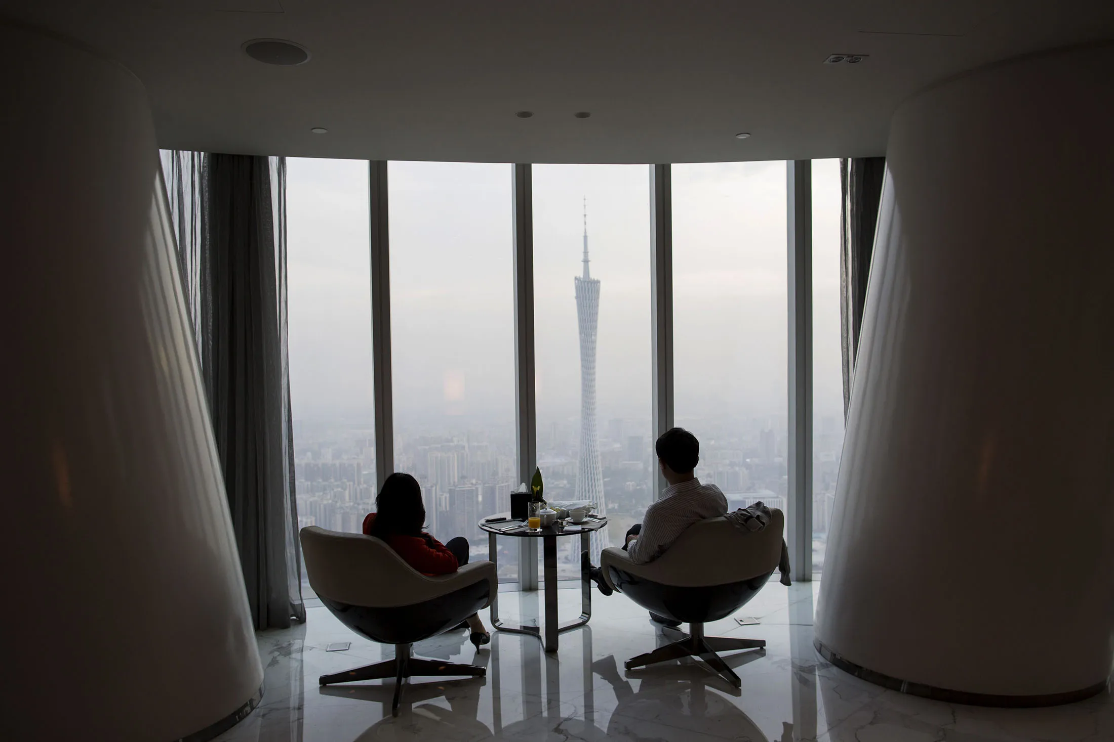 The view of Guangzhou&nbsp;from the Tian Bar inside the Four Seasons Hotel.