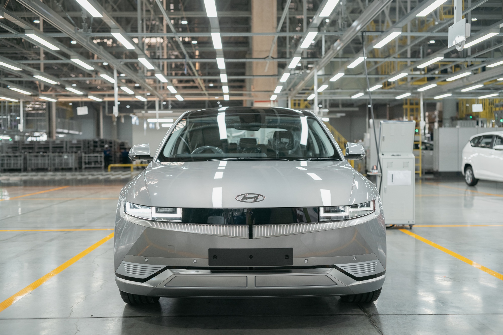 A newly manufactured Hyundai Motor Co. Ioniq 5 electric vehicle (EV) at the Hyundai Motor Manufacturing Indonesia plant in Cikarang, Indonesia, on Thursday, Aug. 18, 2022.