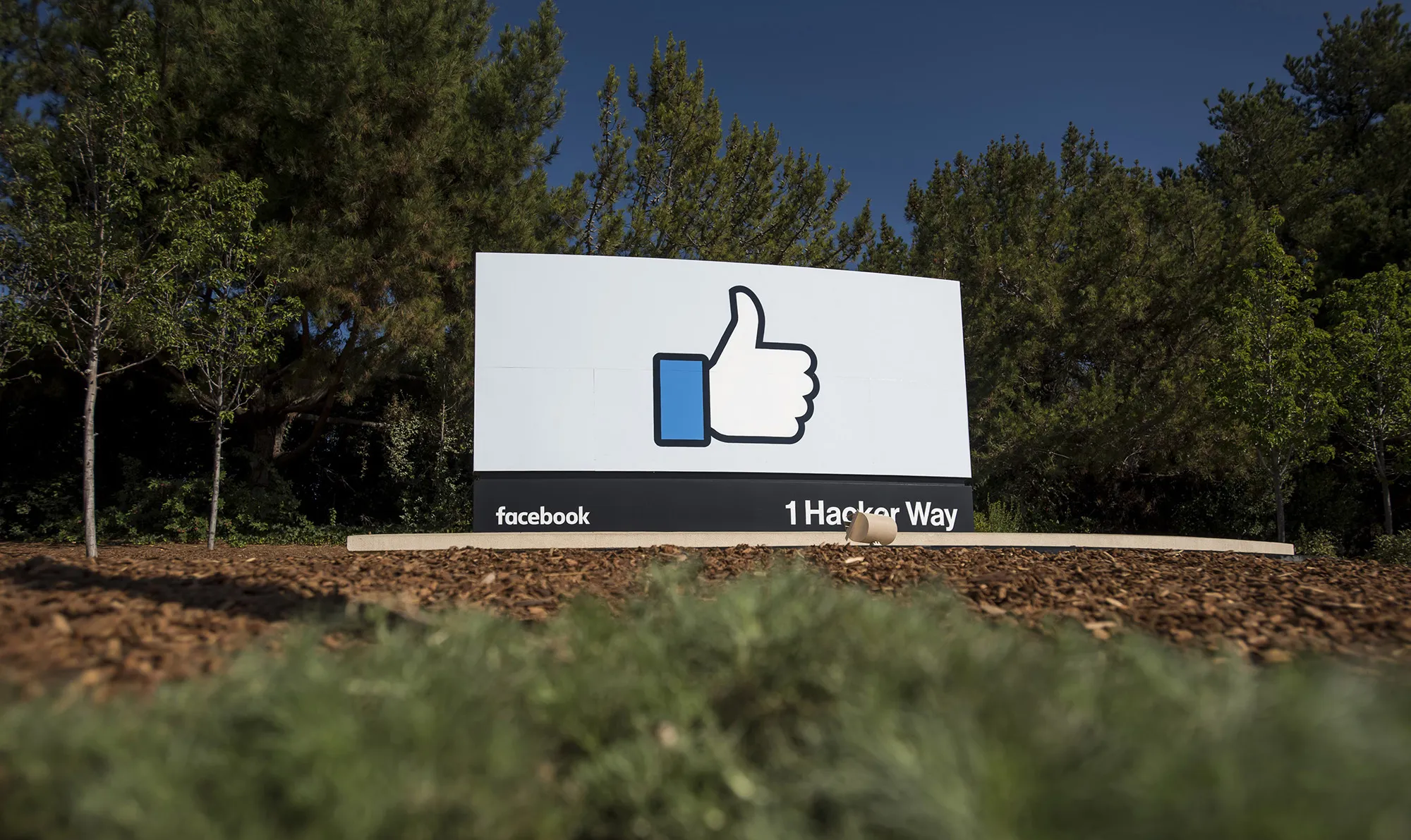 The "Like" logo is displayed at Facebook headquarters in Menlo Park, California.
