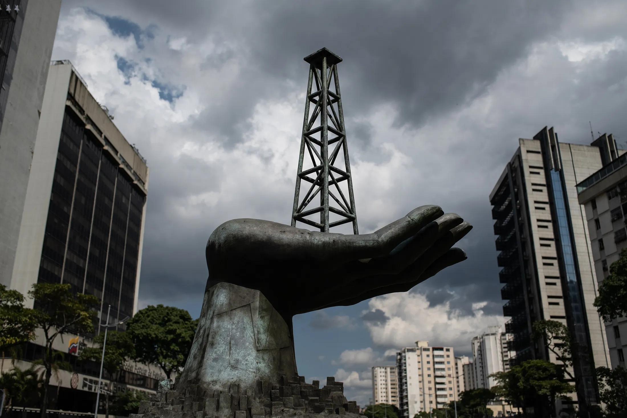 Outside the headquarters of PDVSA, the state-owned oil and gas company,&nbsp;in Caracas.