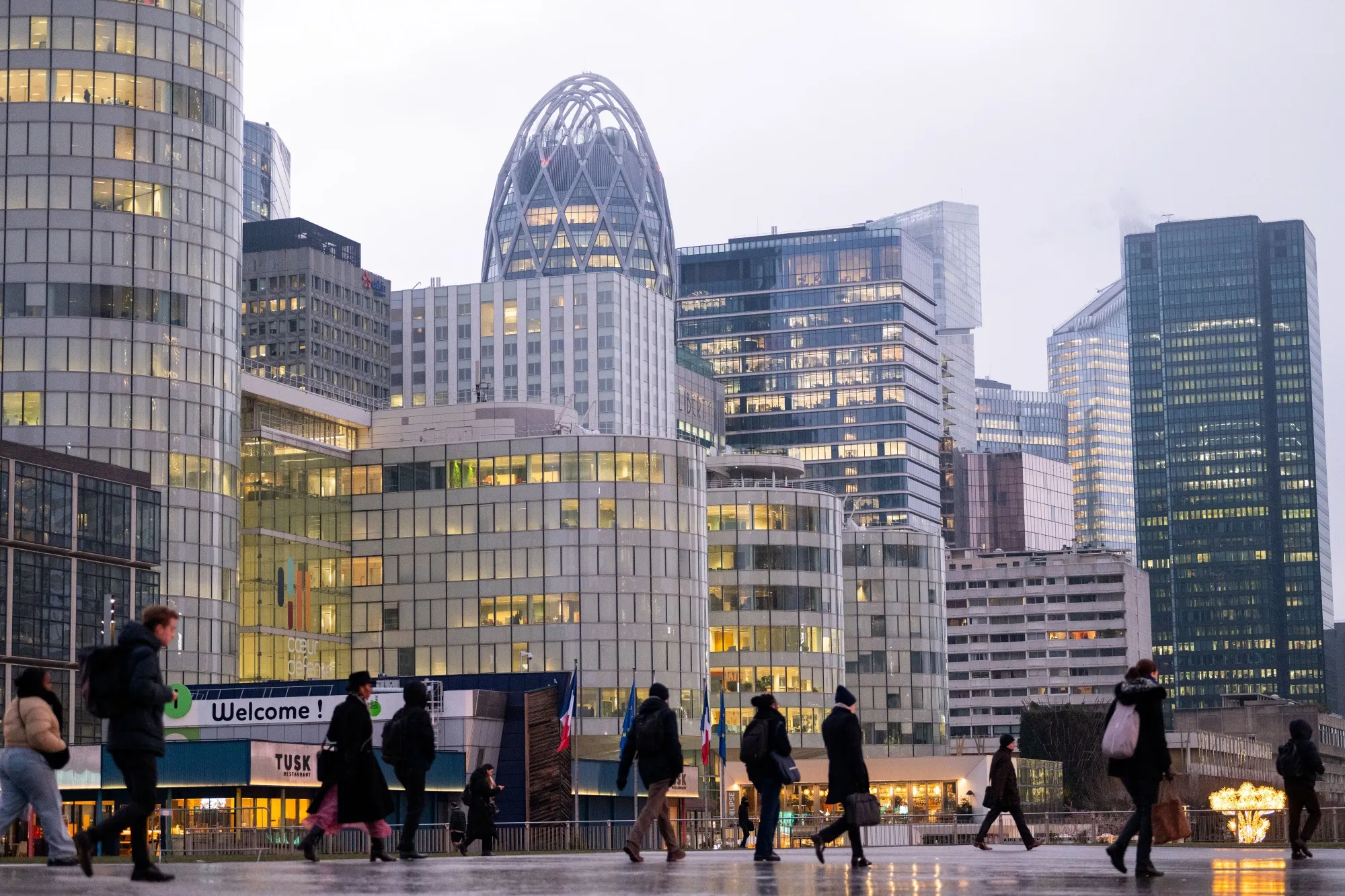 Commuters in the La Defense business district of Paris.