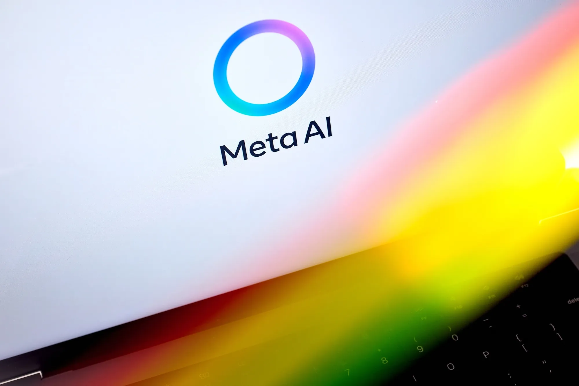 The Meta AI logo on a laptop arranged in New York on&nbsp;July 23, 2025.
