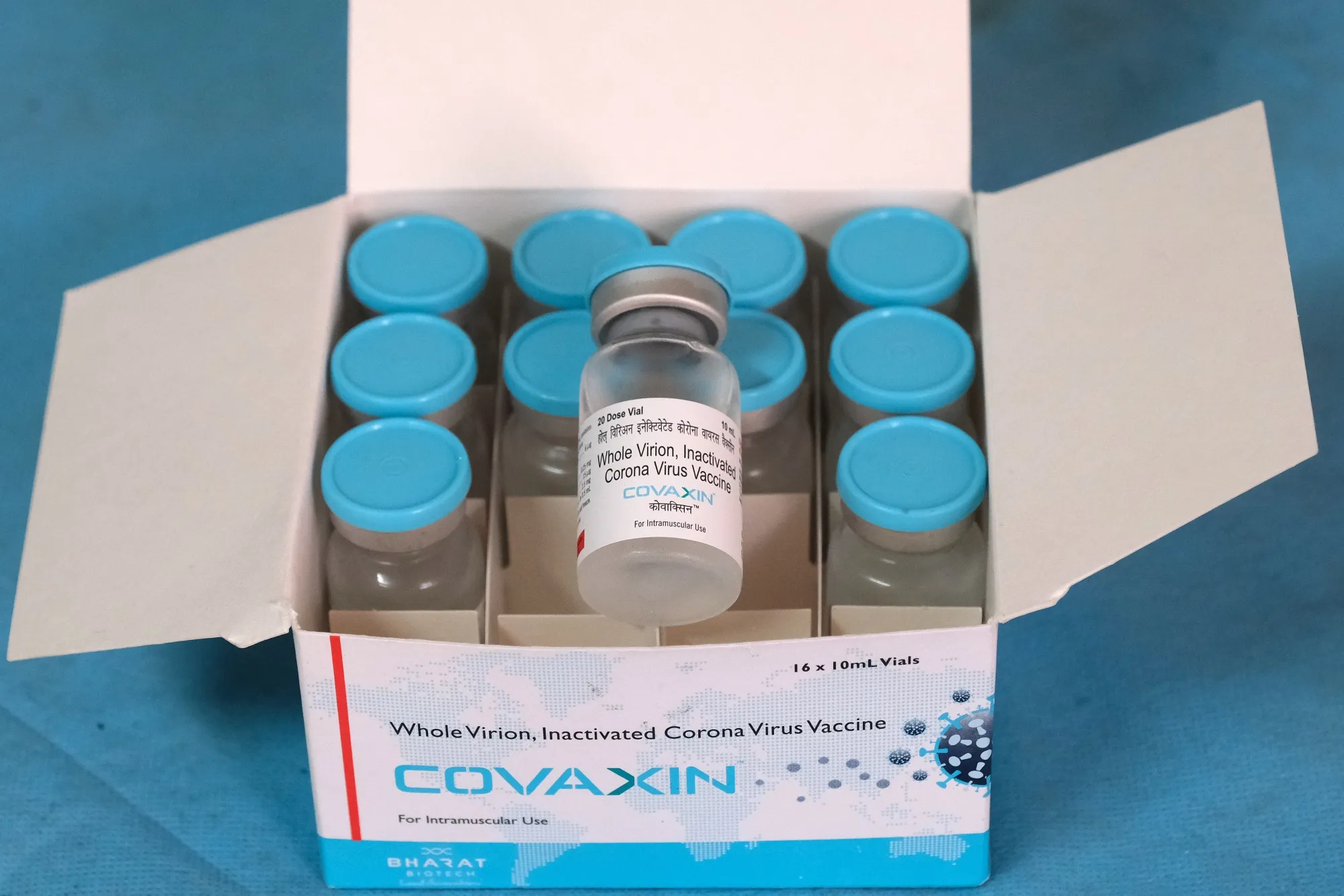 Vials of Bharat Biotech Ltd. Covaxin vaccine.