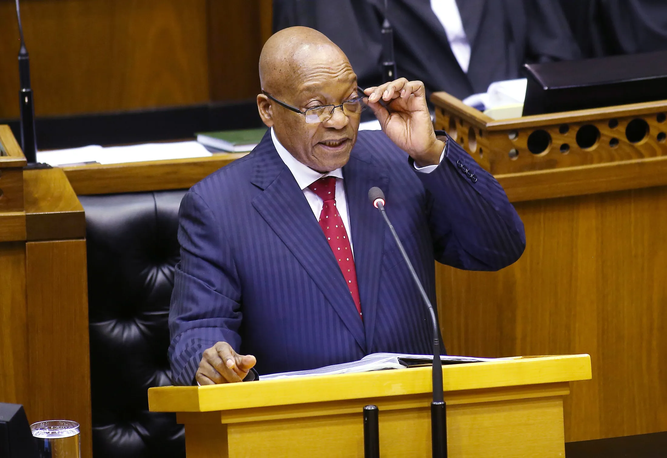 Jacob Zuma addresses the National Assembly in Cape Town, South Africa.,&nbsp;on June 01, 2017.
