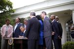 President Barack Obama signs the Jumpstart Our Business Startups Act on April 5, 2012.