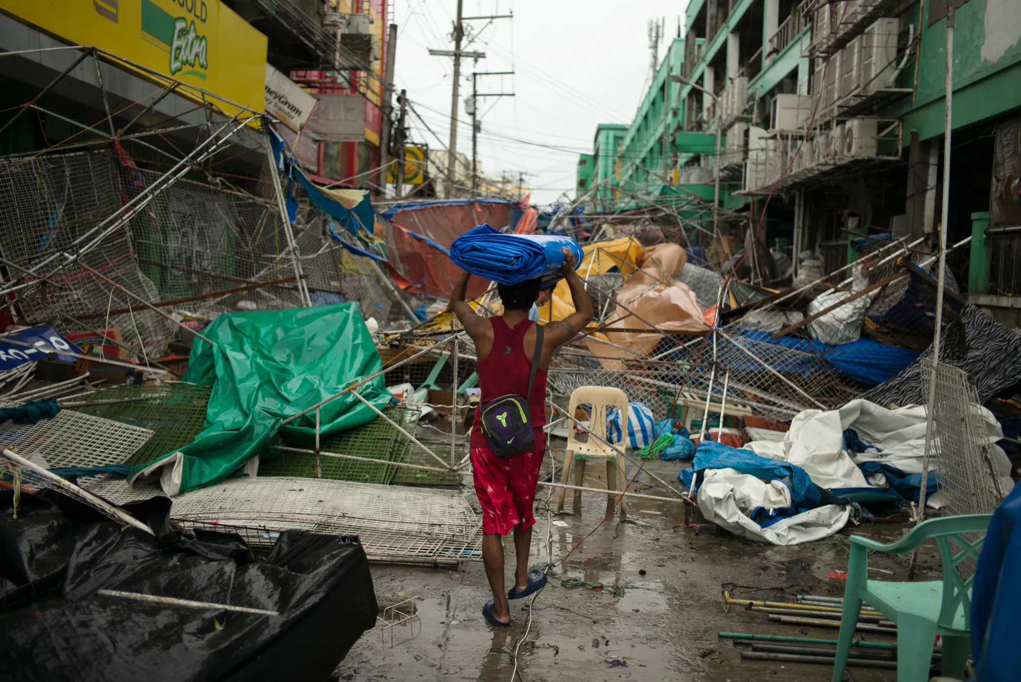 Damages at a bazaar after Typhoon Mangkhut struck the Philippines, on Sept. 15.