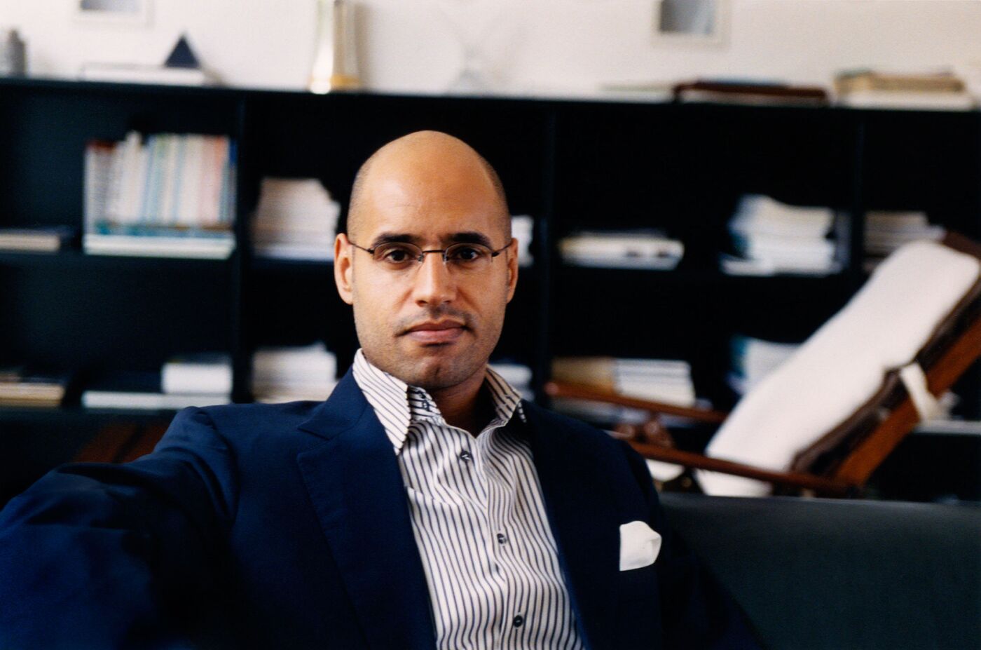 Portrait of Saif al-Islam Gaddafi.