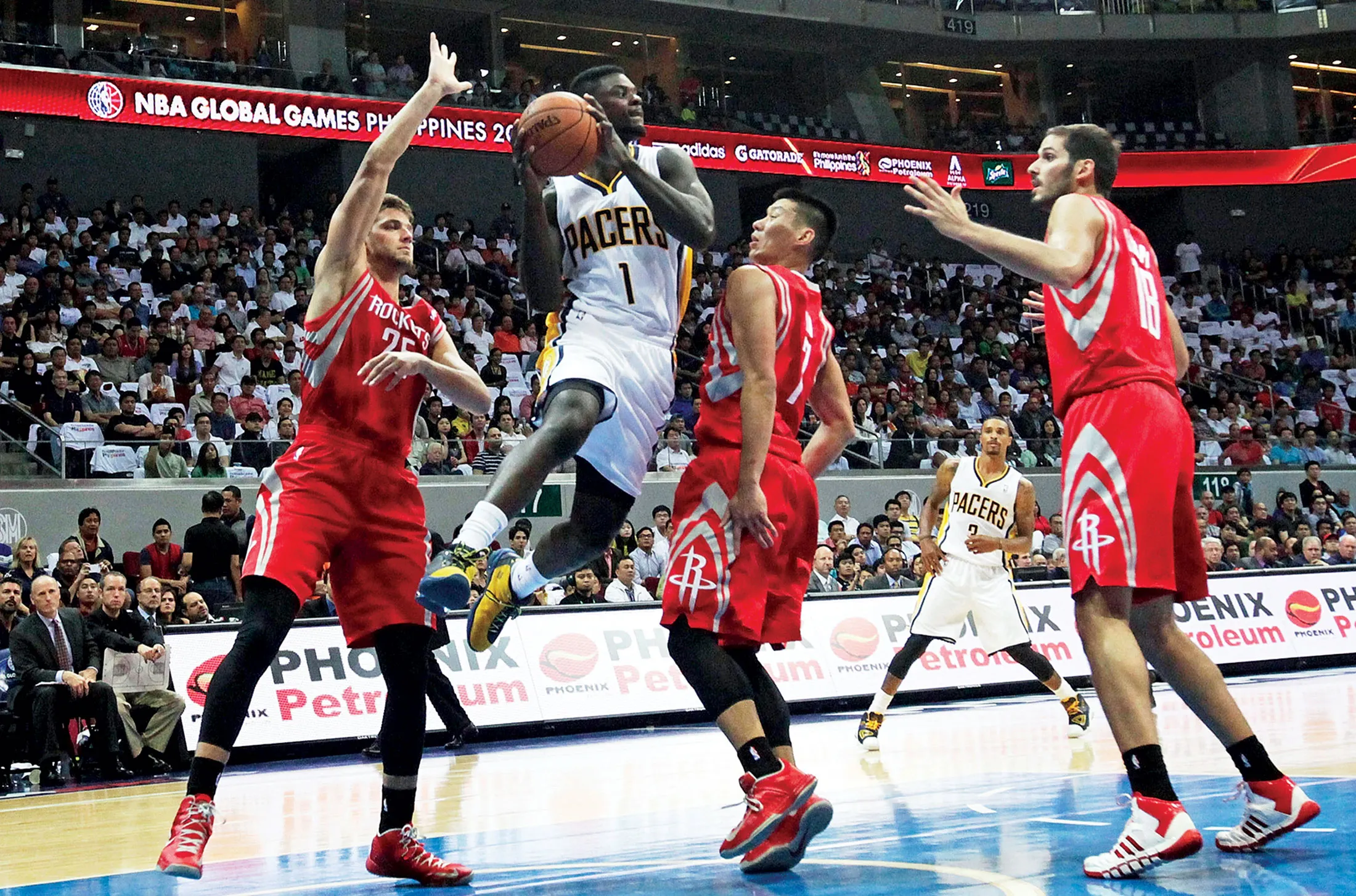 The Houston Rockets and the Indiana Pacers during the NBA Global Games Series in Manila, Philippines, on Oct. 10, 2013.
