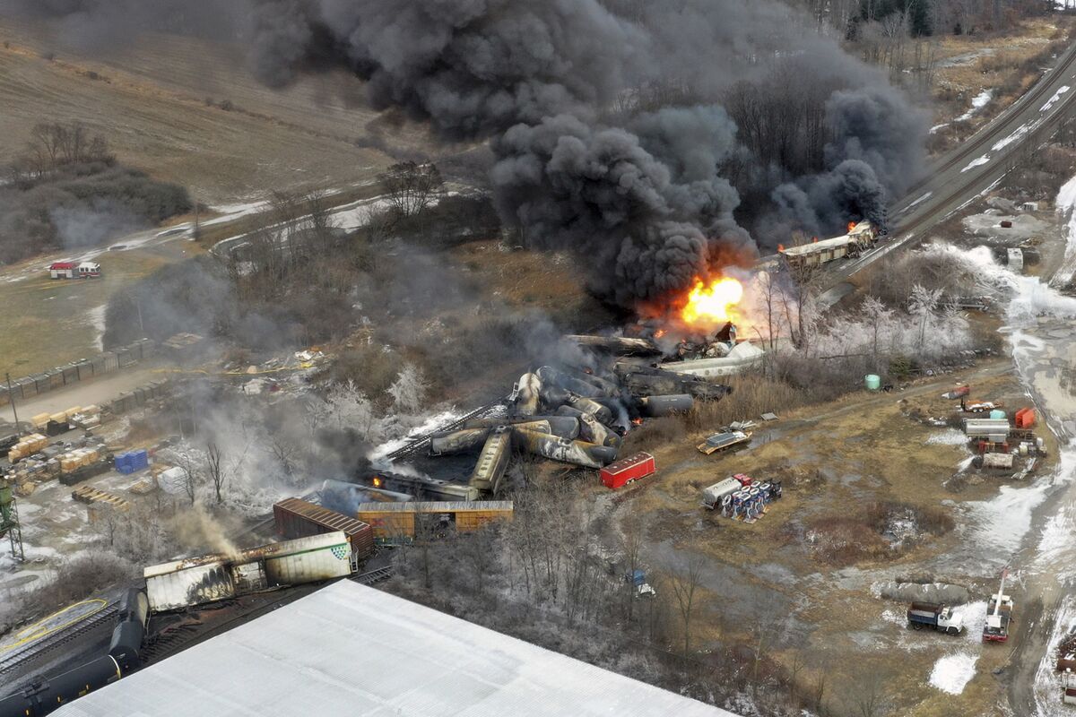 Ohio Train Derailment: 50 Cars Derailed, Sparks Big Fire - Bloomberg