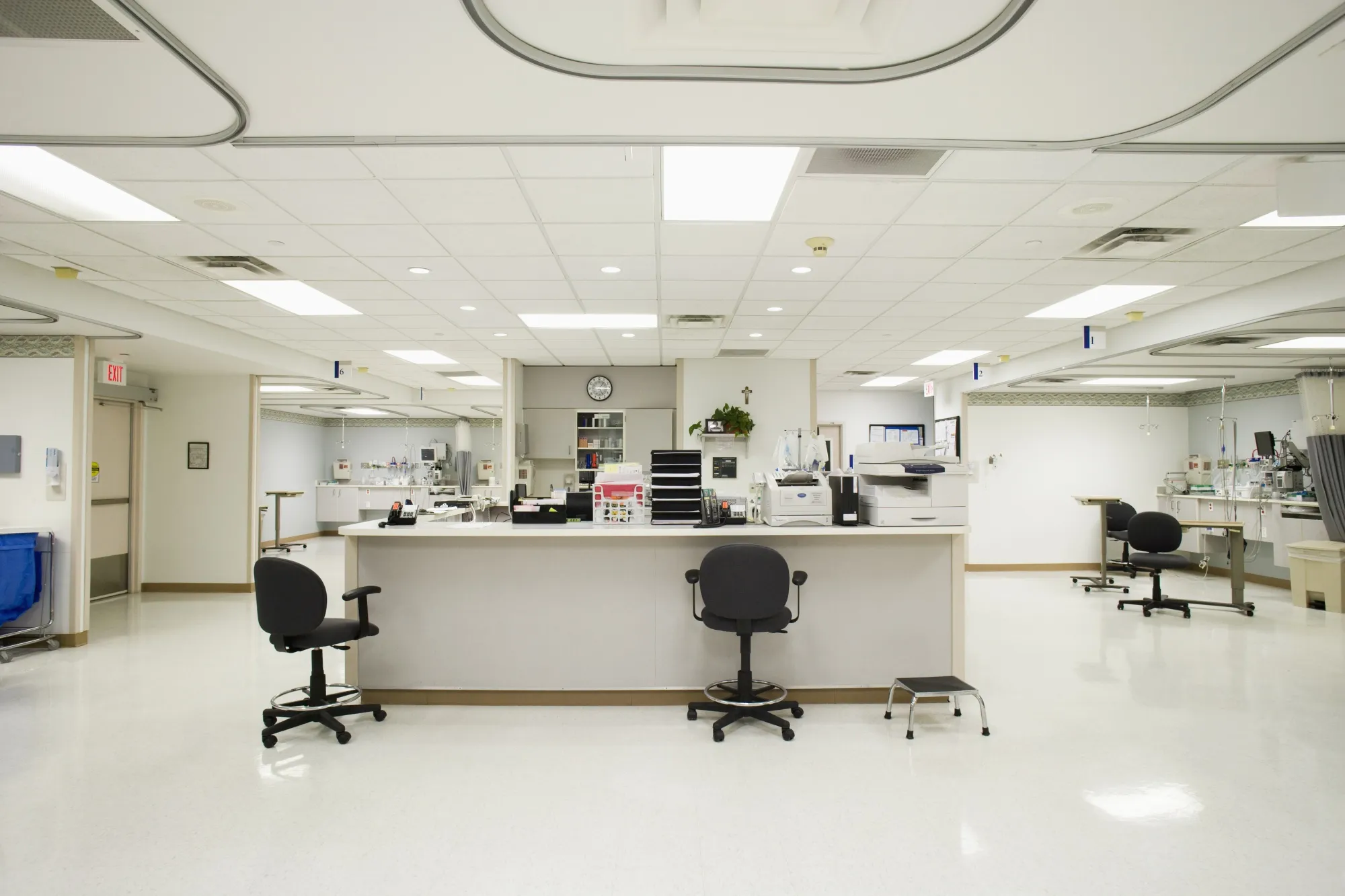 Empty nurses station in hospital