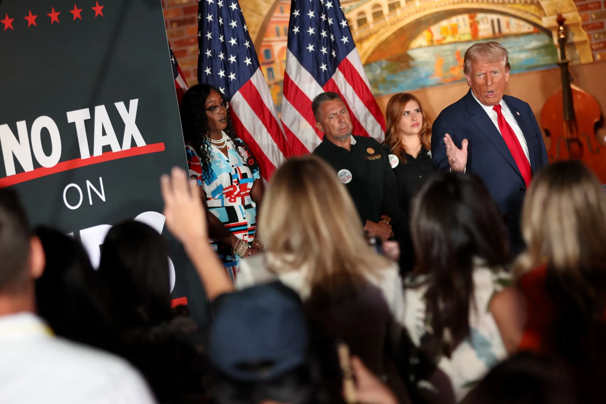 Donald Trump speaks about "No Tax on Tips" at a restaurant in Las Vegas, on Aug.&nbsp;23.