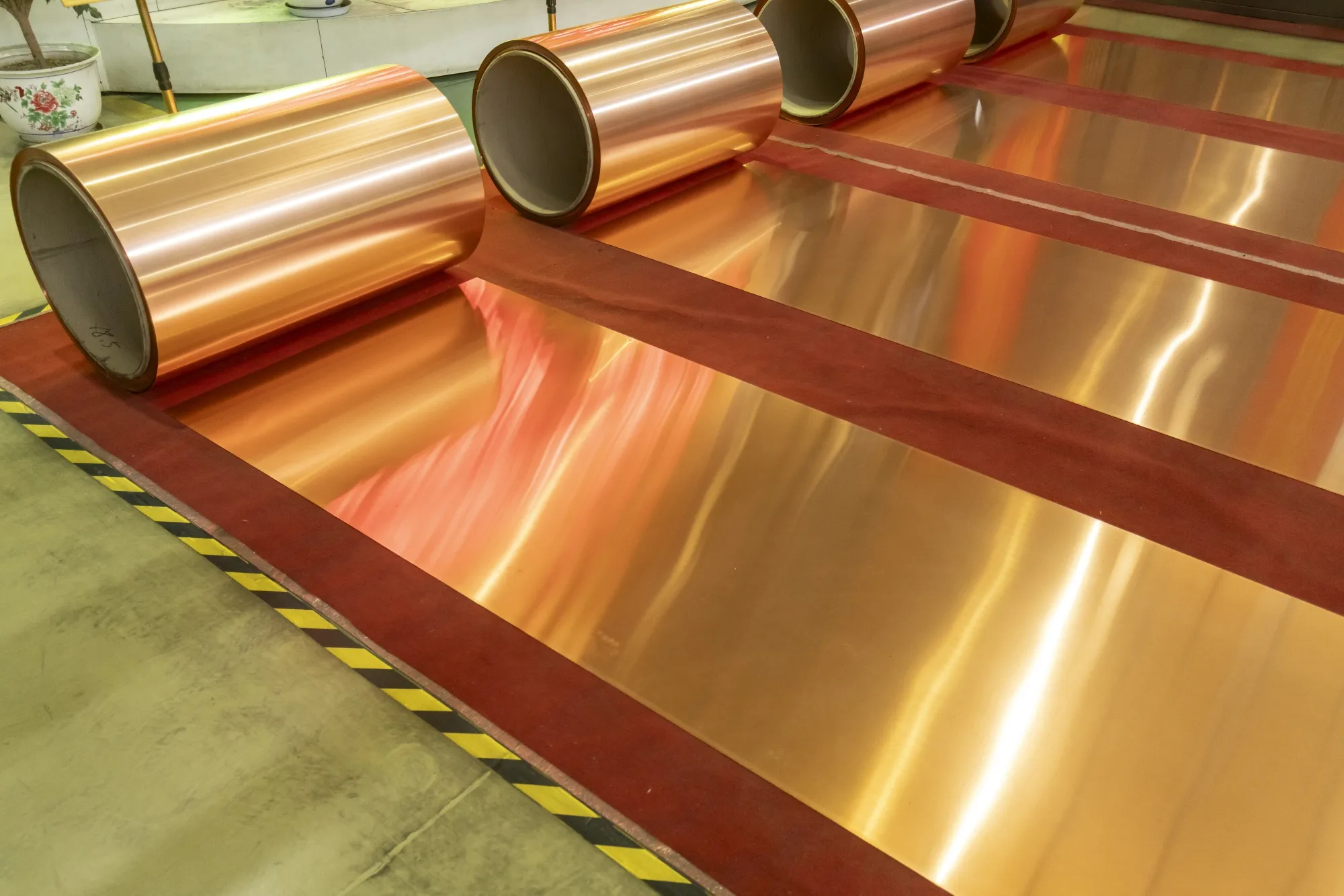 Rolls of copper foil at a production facility in China.