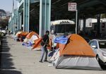 A tent city for homeless residents of San Francisco, where a ballot initiative could raise up to $300 million for housing. 