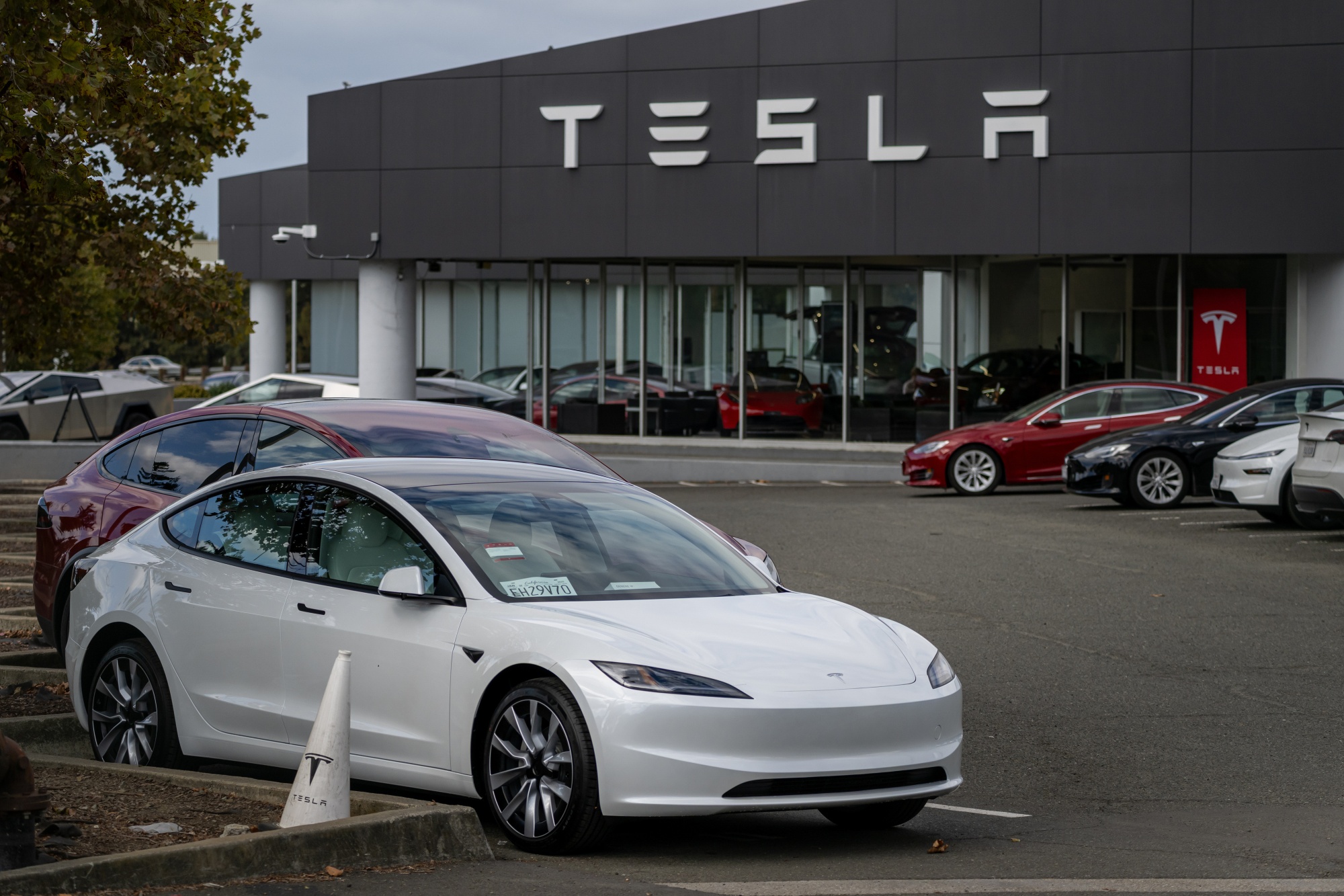 A Tesla vehicle at the company's store in Vallejo, California.