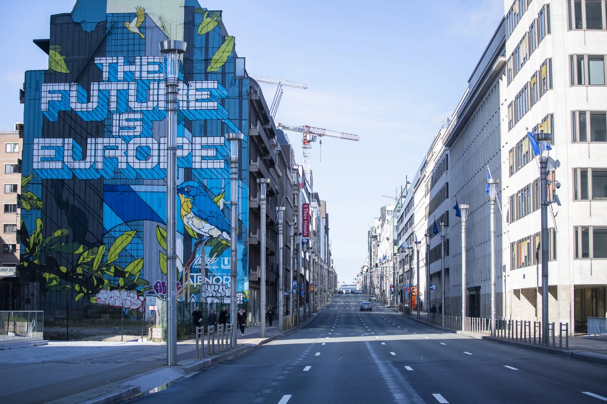 A number of former European Union office buildings around Brussels’s&nbsp;Rue de la Loi, above, will be renovated into houses, with new&nbsp;shops at the street level.