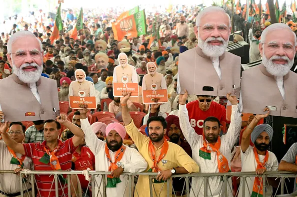 Bharatiya Janta Party supporters in Amritsar on May 30.