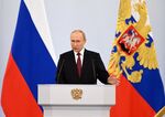 Vladimir Putin gives a speech during a ceremony annexing four regions of Ukraine, in Moscow, on Sept. 30.