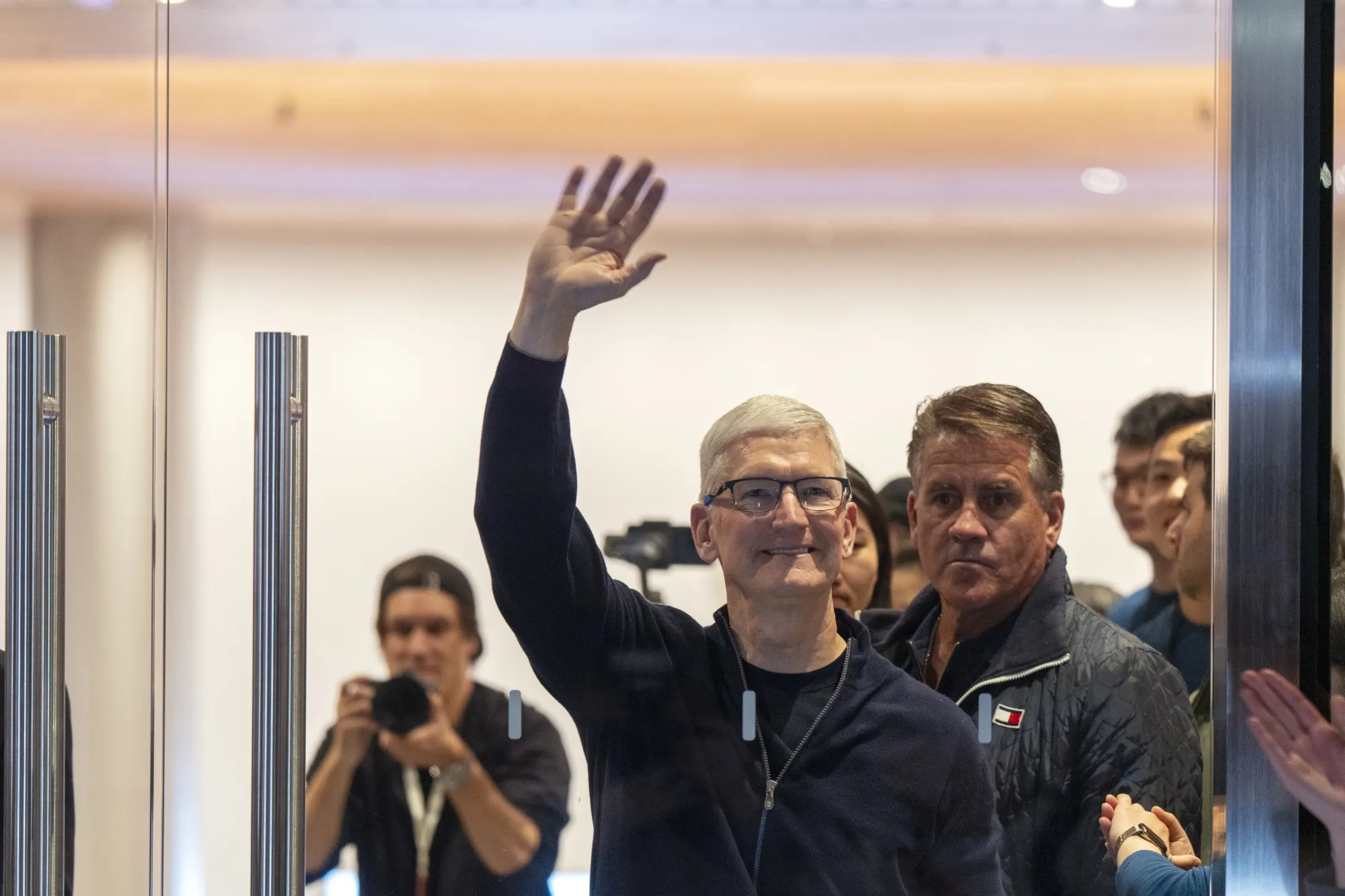 Tim Cook during the opening of the new Apple Inc. Jingan store in Shanghai on March 21.
