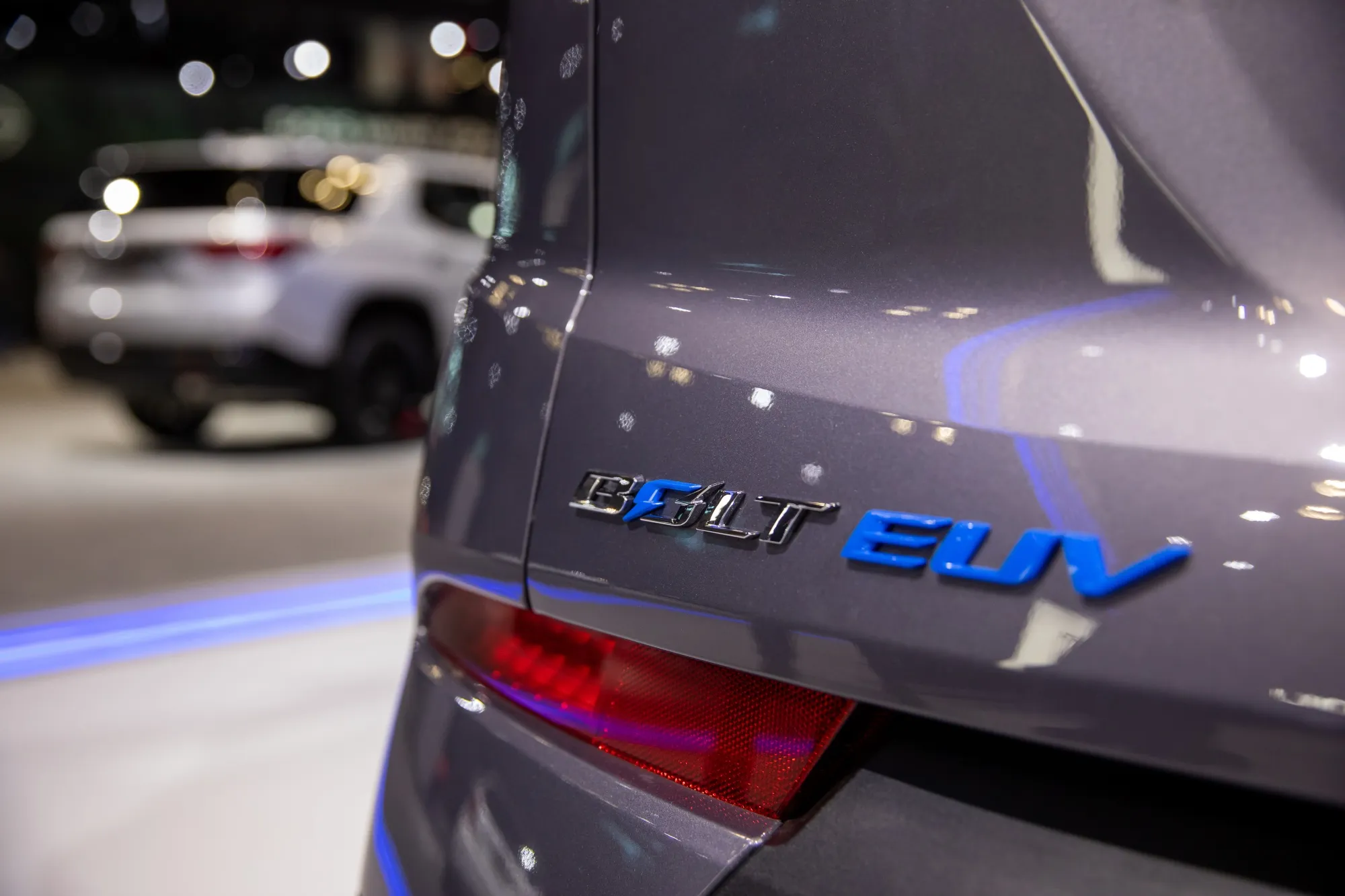 A Chevy Bolt electric utility vehicle at the New York auto show in April.
