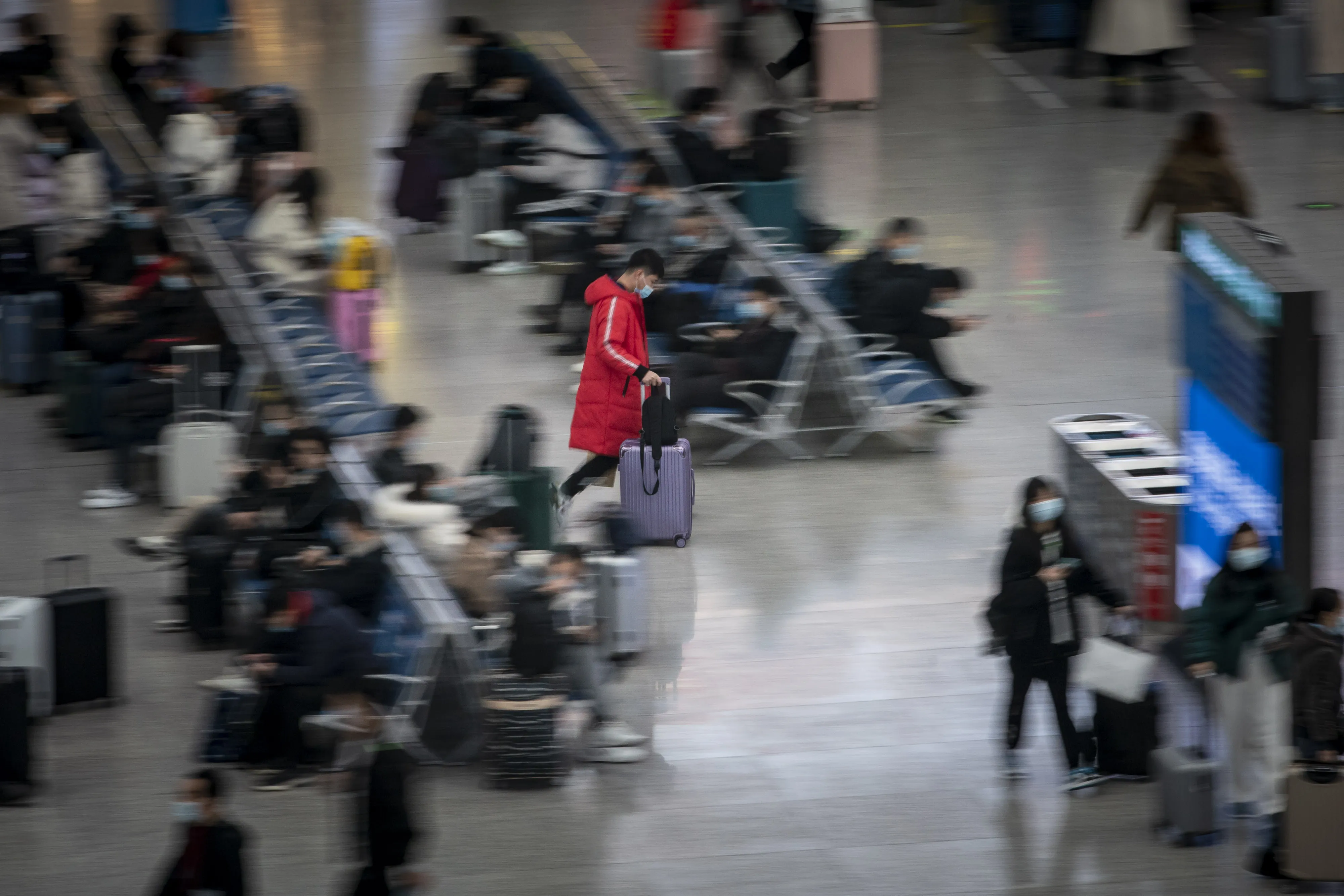 The departure hall of the Hongqiao Railway Station ahead of Lunar New Year in Shanghai, on&nbsp;Jan. 30.